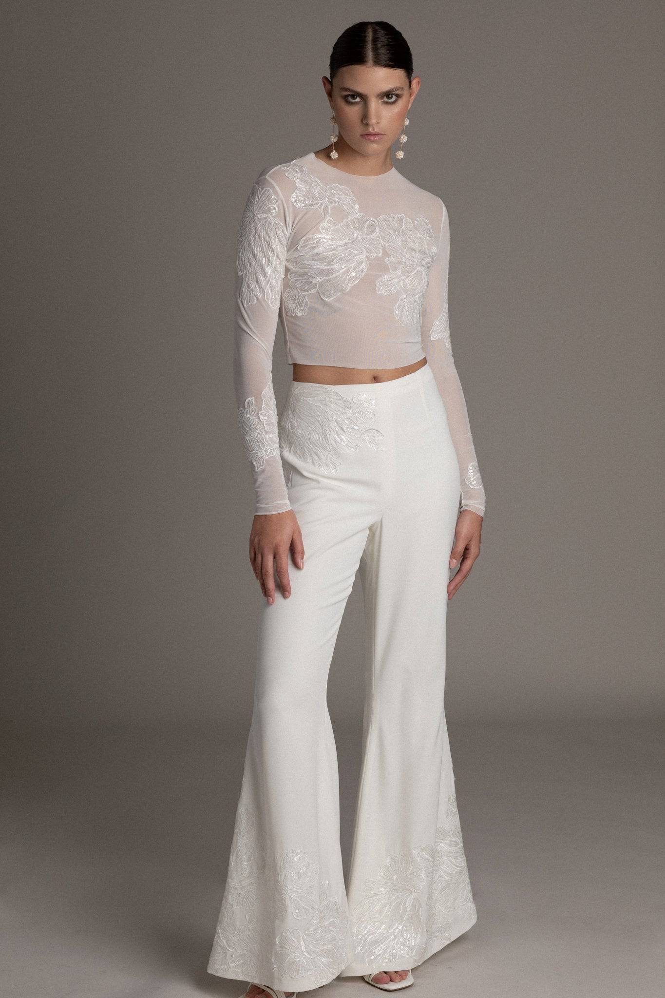 LONG SLEEVE FRENCH LACE MESH TOP - TEMPÊTE BRAND