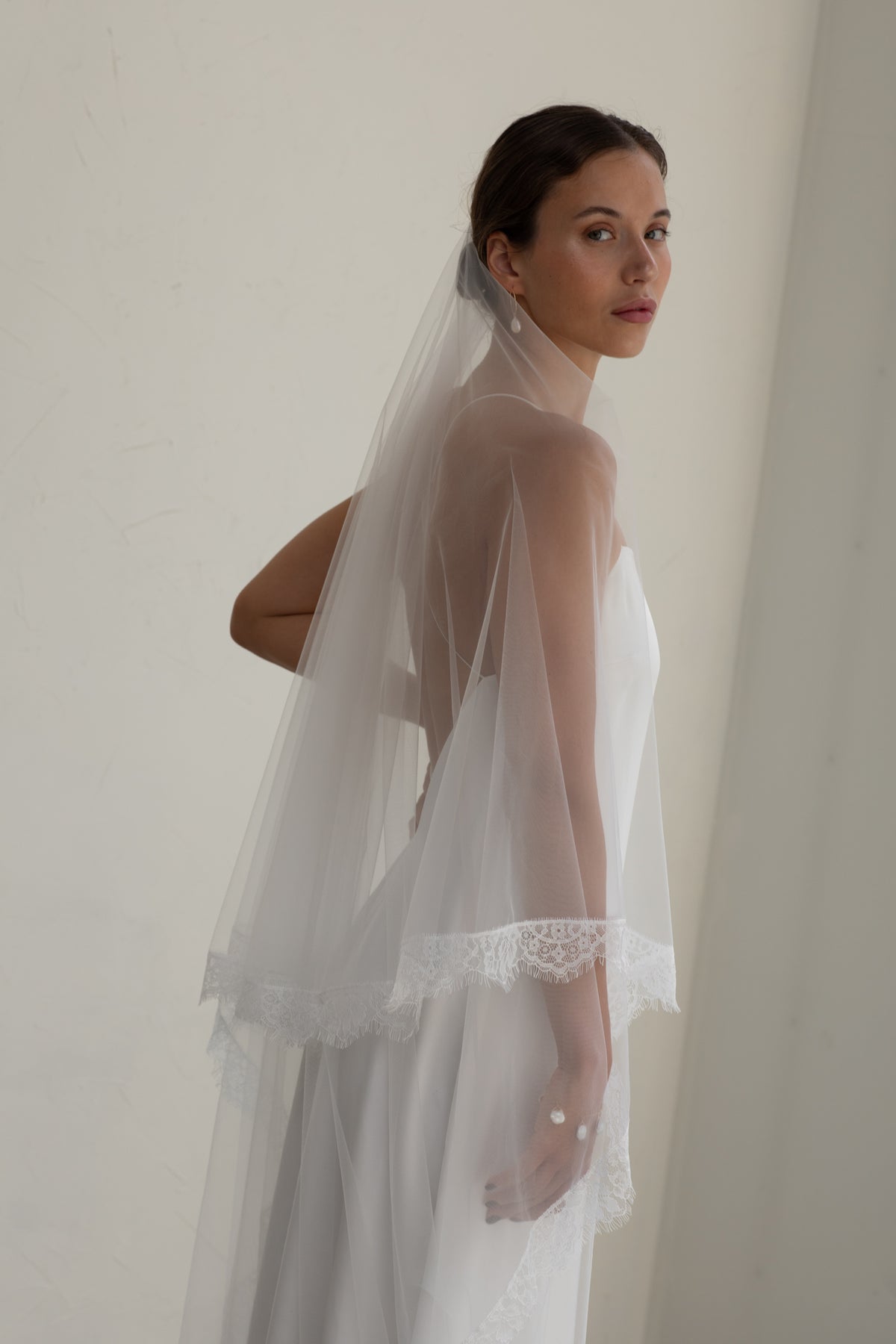 ELAN Lace Blusher Cathedral Veil