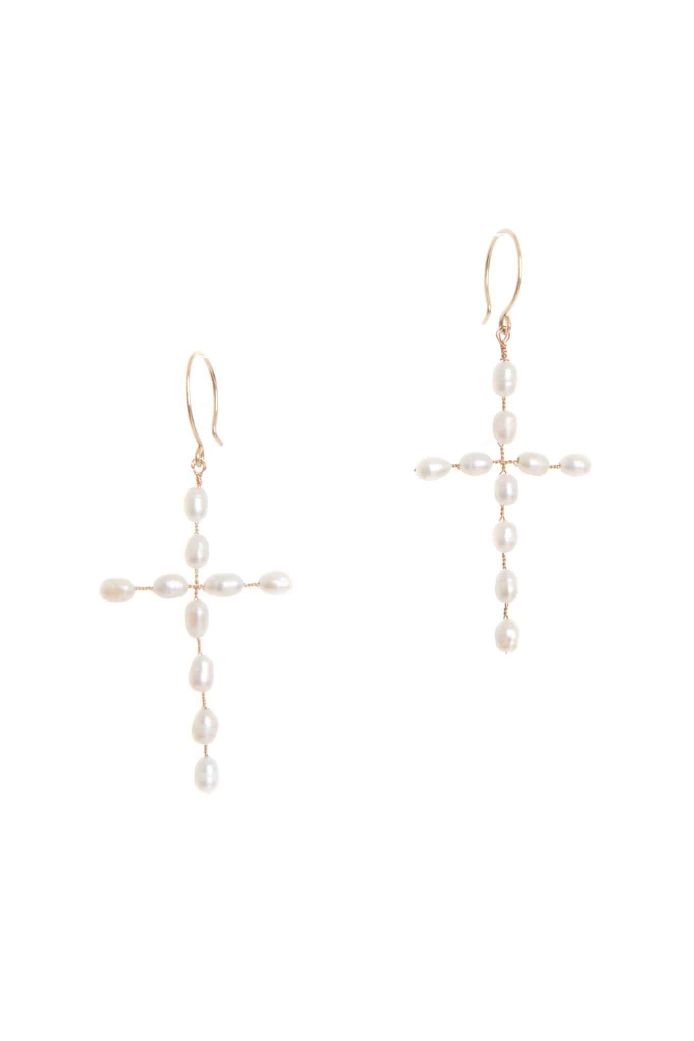 PEARL CROSS EARRINGS