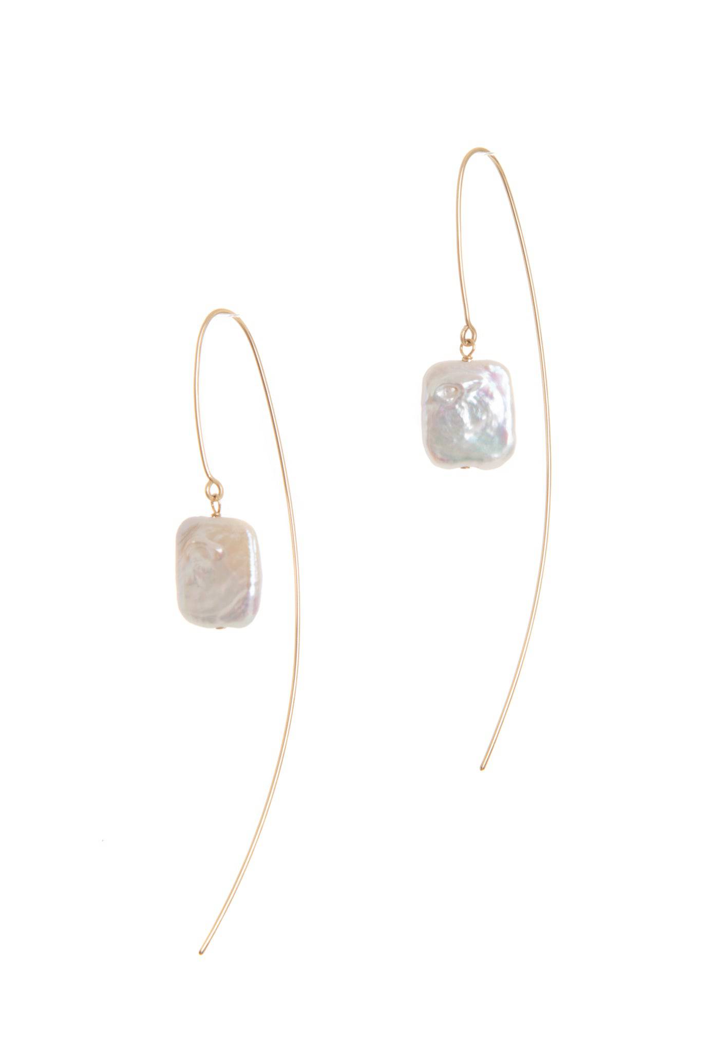 SQUARE PEARL DROP EARRINGS