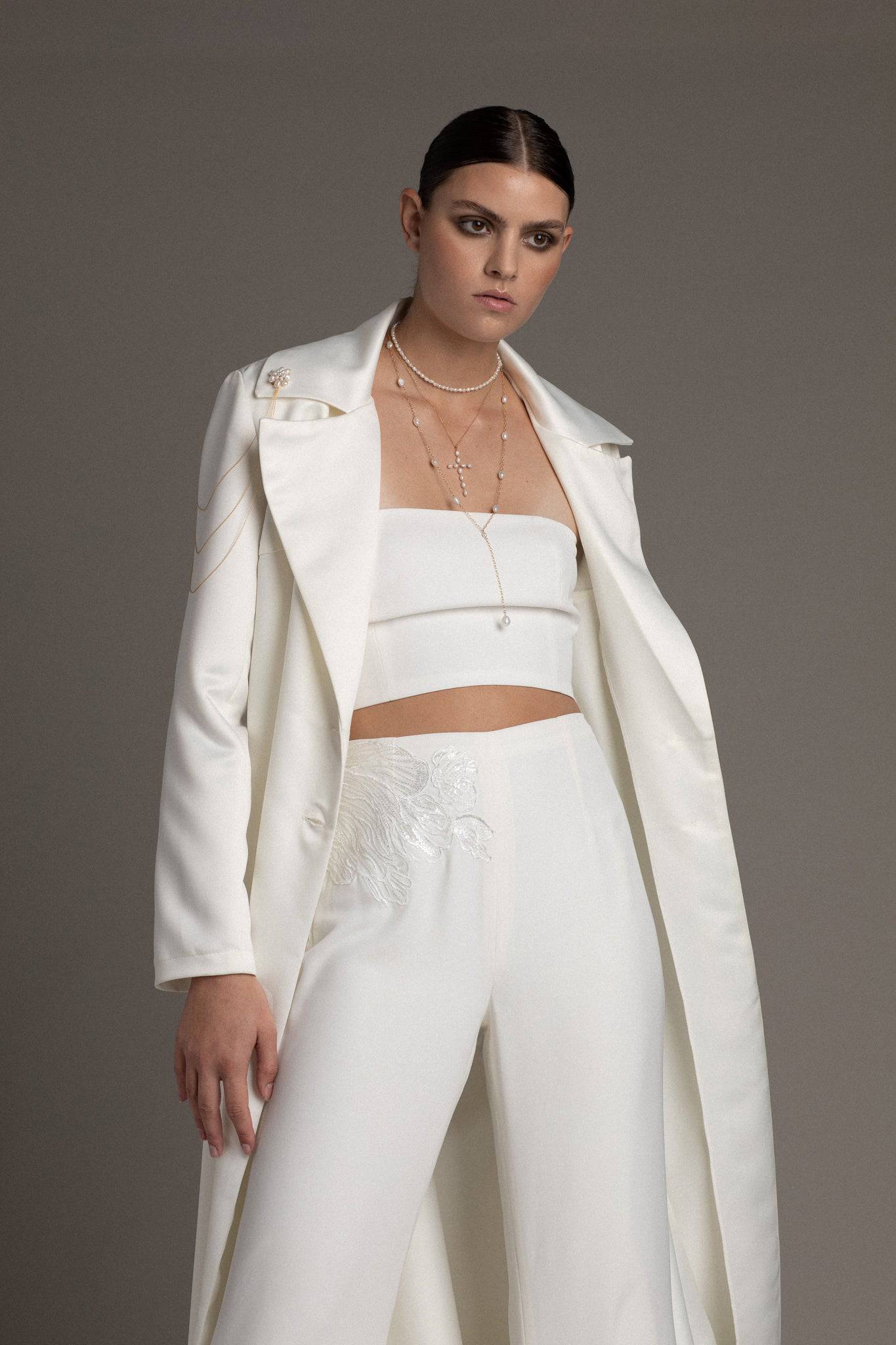 BELTED SATIN BRIDAL TRENCH